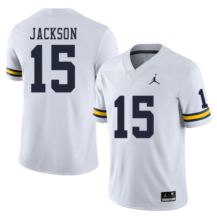Men #15 Giles Jackson Michigan Wolverines College Football Jerseys Sale-White - Click Image to Close